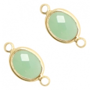 Distanziatori di vetro Crystal Glass 10x9 mm ovale crisolito verde opale - oro