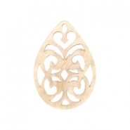 Pendenti in resina 38x27 mm a forma di goccia in stile barocco beige semolina chiaro