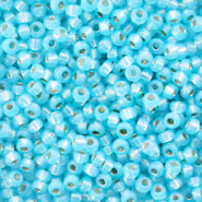 Rocailles Miyuki 11/0 Silverlined alabaster dyed aqua blue 11 - 647