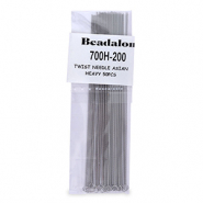 Beadalon attrezzi aghi con occhiello Asian misura grossa 50 pezzi argento