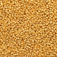 Rocailles Miyuki 15/0 Duracoat galvanized yellow gold 15-4203