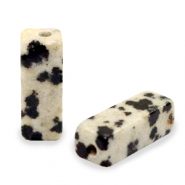 Perline in pietra naturale Diaspro Dalmata tubo grigio beige nero