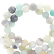 Perline in pietra naturale Calcedonio (Quarzo) 4mm opaca multicolore blu-grigio