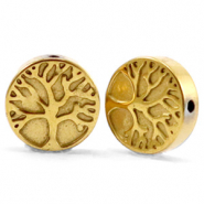 Perline di ematite 10 mm con disegno albero della vita oro