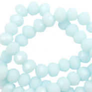 Perline sfaccettate 3x2mm rondella blu acqua sbiancato-lucido