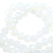 Perline sfaccettate 3x2mm rondella bianco brillante cristallo-effetto perlato