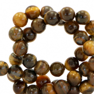 Perline in pietra naturale Occhio di tigre 8mm oro marrone