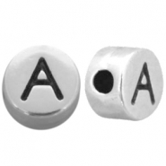 Perline di metallo DQ color argento antico Perline alfabeto e numeri di metallo DQ color argento antico