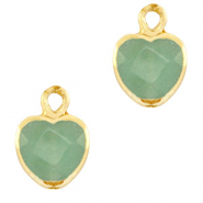Ciondoli in pietra naturale cuore verde oceano-oro