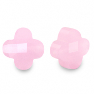 Perline sfaccettate fashion quadrifoglio rosa azalea