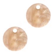 Pendenti in resina 12 mm rotondo beige marrone