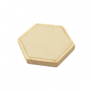 Espositore per bigiotteria esagono in legno e pelle scamosciata finta per gioielli vari naturale-beige