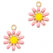 Ciondoli di metallo BQ a forma di fiore oro-rosa