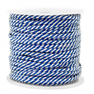 Cordoncino tubolare intrecciato 2mm blu-bianco