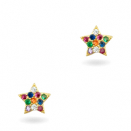 Elementi in ottone con zirconie arcobaleno stellina oro