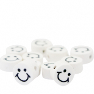 Perline di polimero smiley bianco