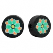 Perline di polimero fiore nero-verde