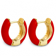 Orecchini alla moda a cercio smalto 15mm rosso-oro