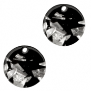 Pendenti in resina 12mm rotondo argento-nero