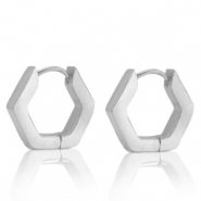 Orecchini in acciaio inossidabile essagono argento