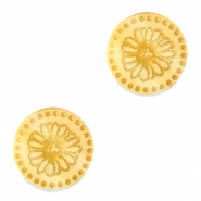 Cabochon Plexx 12mm Fiore di nascita Aprile-Margherita oro