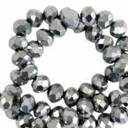 Perline sfaccettate 4x3 mm rondella argento-effetto perlato