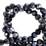 Perline sfaccettate tonde 4mm nero-effetto perlato