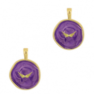 Metallo TQ in ottone ciondolo ali oro-viola scuro