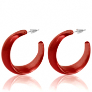 Orecchini alla moda a cerchio rosso rubino
