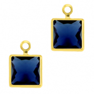 Pendenti di vetro Crystal Glass quadrato Blu reale-oro