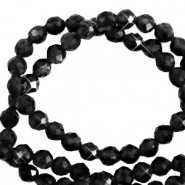 Perline in pietra naturale sfaccettate effetto 3mm nero giaietto-effetto perlato