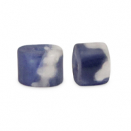 Perline di pietra naturale Sodalite e Microclino a dischetto 3x2mm blu scuro-bianco