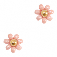 Perline Miyuki fiore 8mm rosa salmone-oro