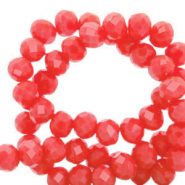 Perline sfaccettate 6x4mm rondella rosso vermiglio-effetto perlato