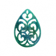 Pendenti in resina 38x27mm goccia in stile barocco verde oceano
