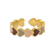 anelli in acciaio inossidabile smalto cuore grigio multicolore-oro