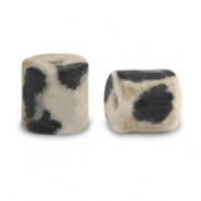 Perline di pietra naturale Diaspro Dalmata a dischetto 4x4mm grigio beige