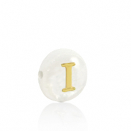 Perline di conchiglia lettera I oro-bianco (colore naturale)