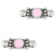 Ciondoli di metallo DQ distanziatore argento antico-rosa lilla (privo di nichel)