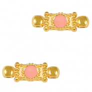 Ciondoli di metallo DQ distanziatore oro-rosa salmone (privo di nichel)