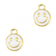 Ciondoli in acciaio inossidabile smiley smalto oro-bianco