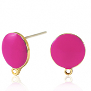 Componenti di metallo DQ orecchini oro-rosa fucsia neon (privo di nichel)