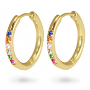 Orecchini in acciaio inossidabile a cerchio zircone 21mm oro