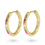 Orecchini in acciaio inossidabile a cerchio zircone 17mm oro