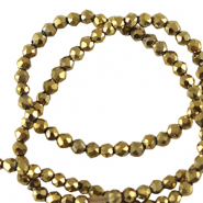 Perline sfaccettate tonde 2mm oro metallico-effetto perlato