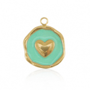 Ciondoli in acciaio inossidabile cuore oro-blu turchese