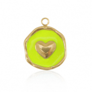 Ciondoli in acciaio inossidabile cuore oro-giallo neon