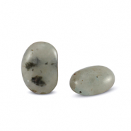 Perline in pietra naturale Quarzo ovale grigio fumo