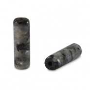 Perline in pietra naturale Labradorite tubo antracite scuro