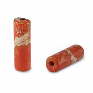 Perline in pietra naturale tubo rosso ruggine